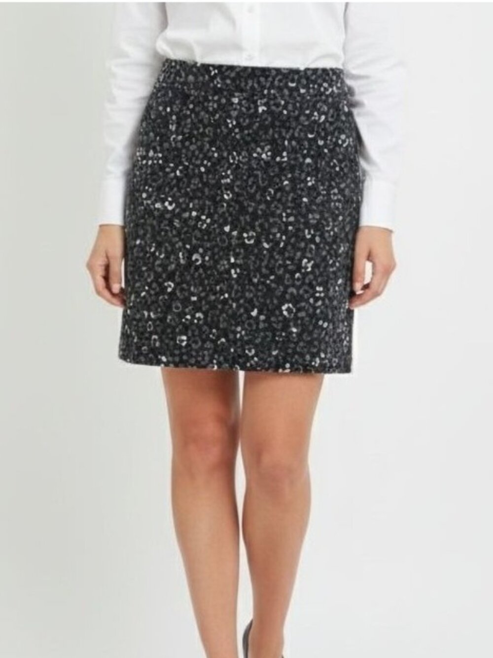 Talbots Monochromatic Leopard Print Corduroy A-Line Mini Skirt - Size 8